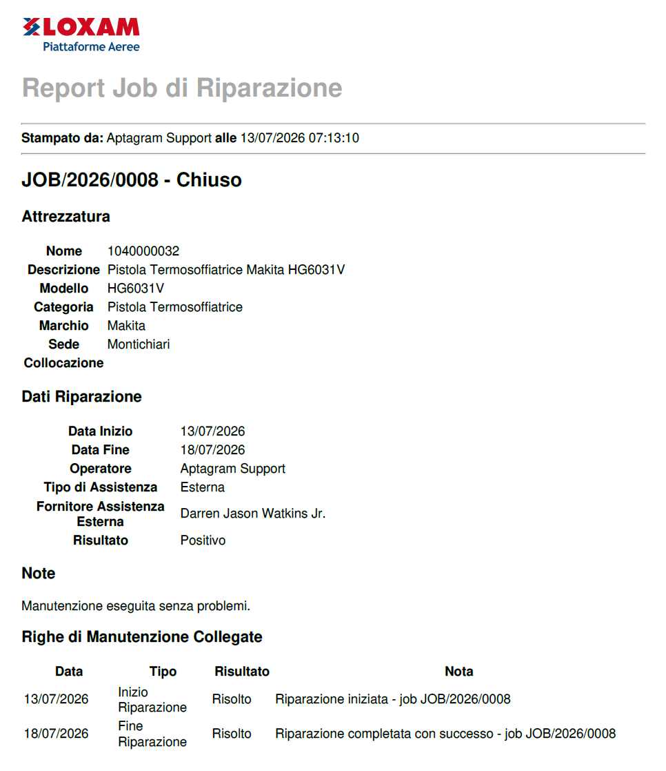 RepairJobReportExample